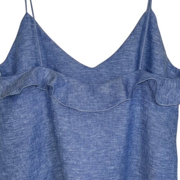 NWT Zara Blue Linen Ruffle Camisole Top XL Summer Resort Casual - Picture 5 of 6